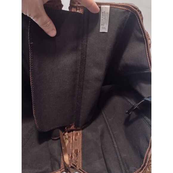 New Short Corset Top Brown Spider Web Goth Metal Toggle Front Lace Up Back 5X - Picture 7 of 8